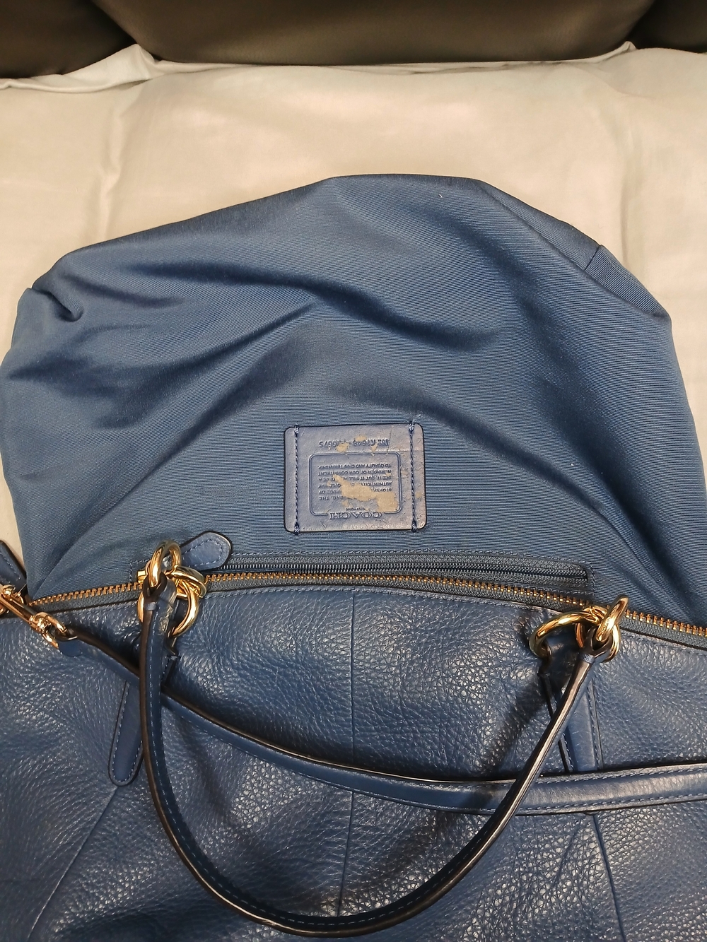 Coach Kelsey Blue Pebbled Leather Satchel with Removable Strap - Picture 8 of 8
